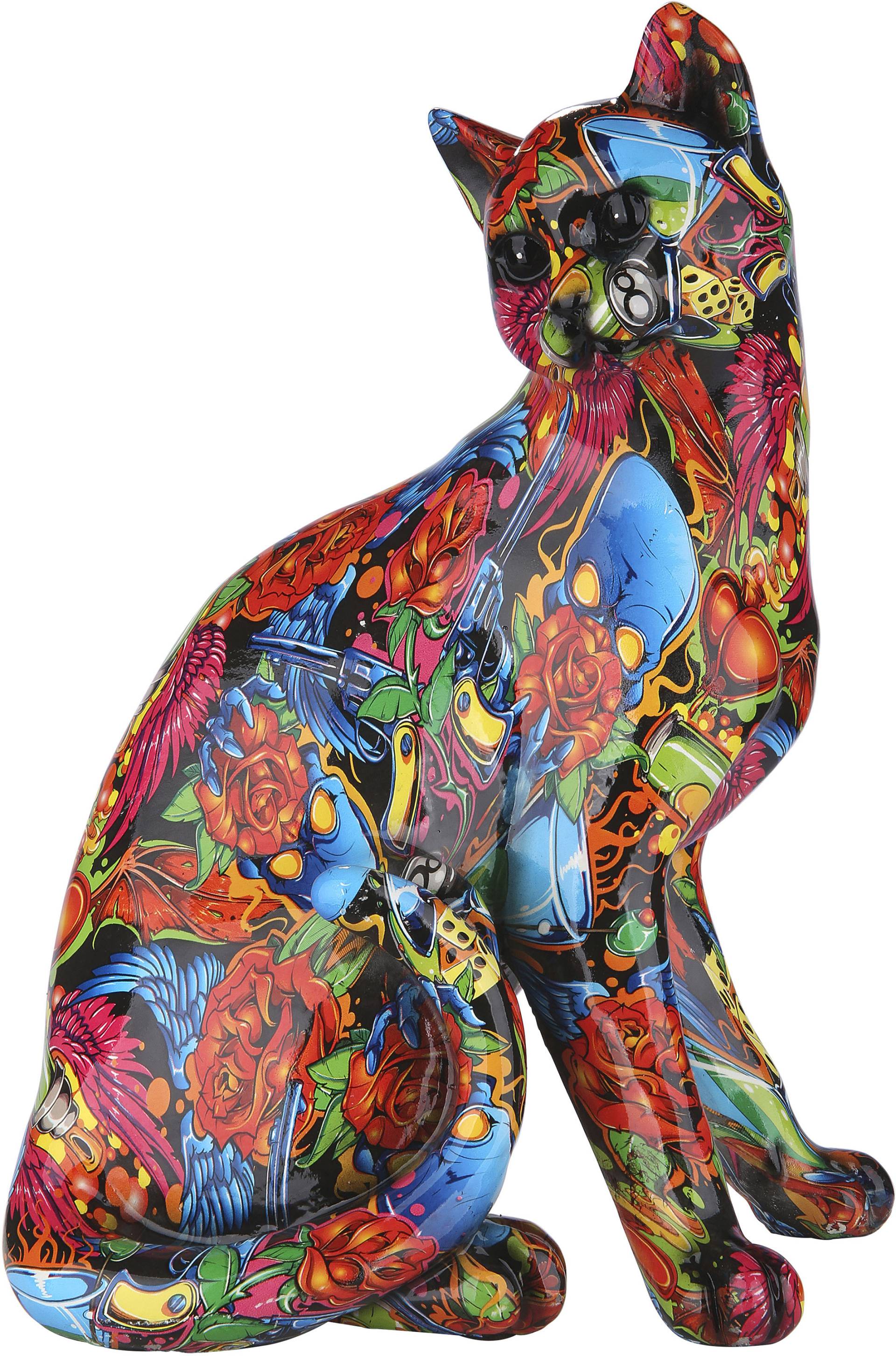 GILDE Dekofigur »Figur Pop Art Katze«, Dekoobjekt, Tierfigur, Höhe 29 cm, Wohnzimmer von Gilde