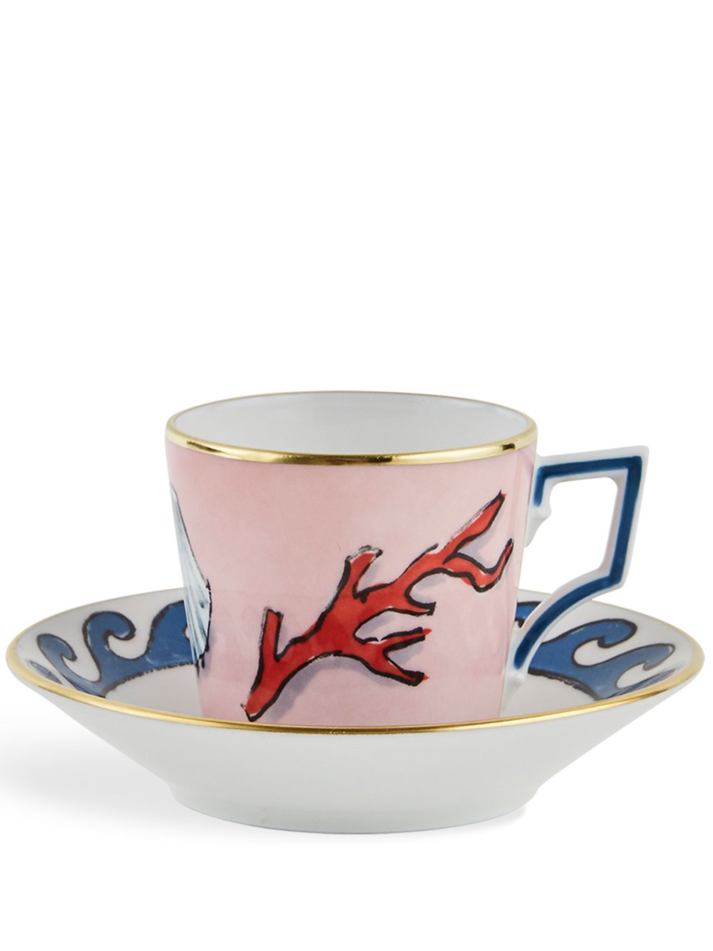 GINORI 1735 Viaggio di Nettuno coffee cups and saucers (set of 2) - Pink von GINORI 1735