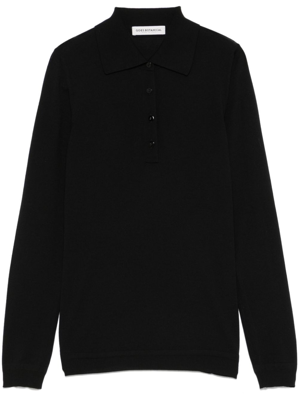 GOES BOTANICAL fine-knit polo top - Black von GOES BOTANICAL