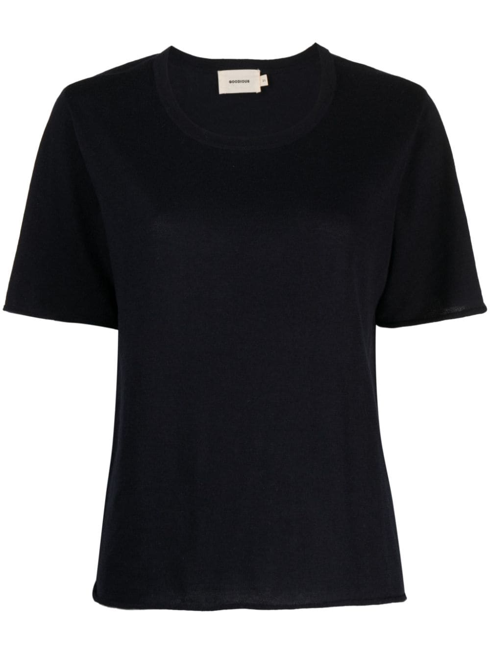 GOODIOUS fine-knit rolled-trim T-shirt - Blue von GOODIOUS