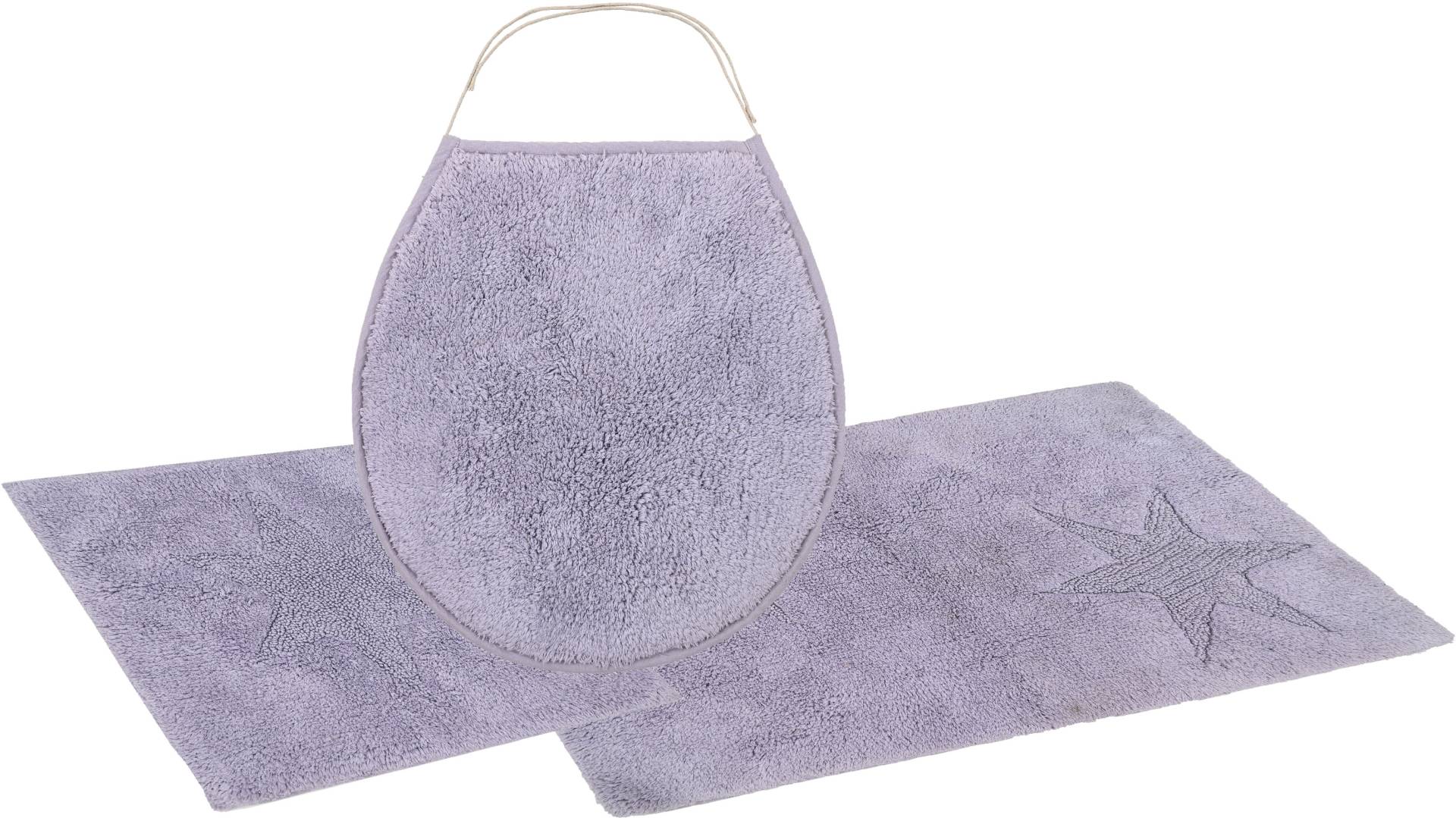 GOODproduct Badematte »Star«, Höhe 14 mm, rutschhemmend beschichtet, fussbodenheizungsgeeignet-schnell trocknend-strapazierfähig, Stern-Motiv, als 3 teiliges Badematten Set erhältlich von GOODproduct