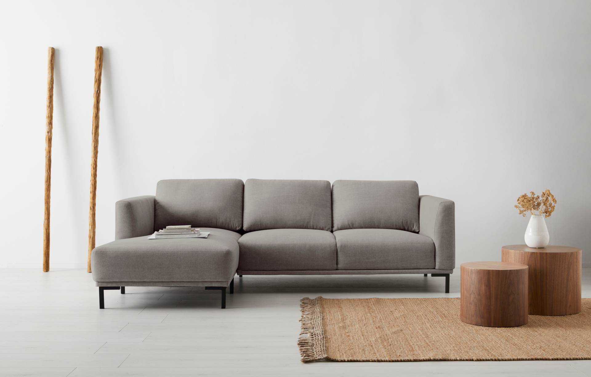 GOODproduct Ecksofa »Fillin, L-Form,«, Struktur hergestellt aus recycelten PET-Flaschen und im Leinen-Mix von GOODproduct