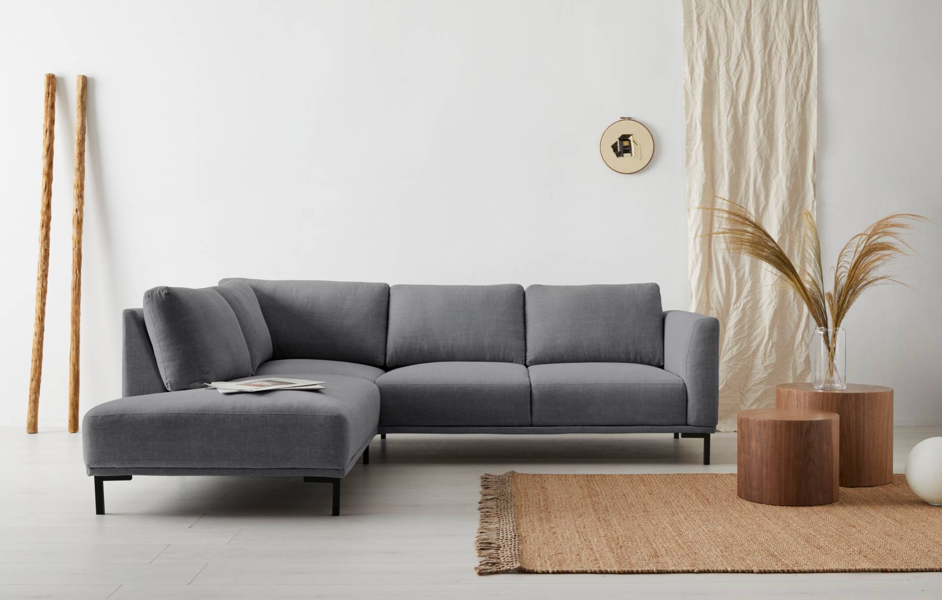 GOODproduct Ecksofa »Fillin, L-Form,«, Struktur hergestellt aus recycelten PET-Flaschen und im Leinen-Mix von GOODproduct