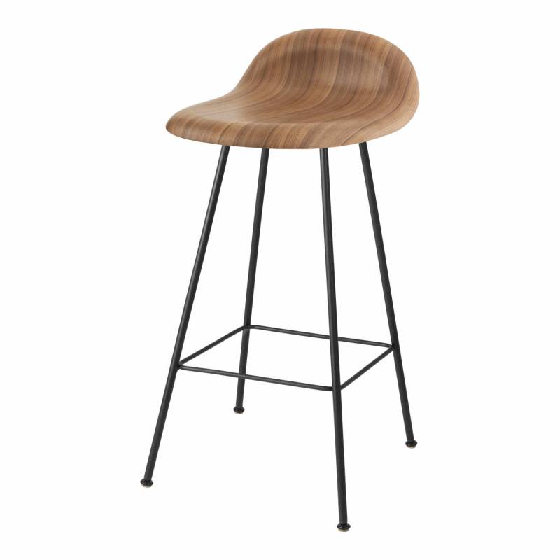 3D Bar/Counter Stool Center Wood Edition Barhocker, Grösse sitzhöhe 76 cm, Sitzschale Wood Shell american walnut semi matt lackiert (walnussholz) von GUBI