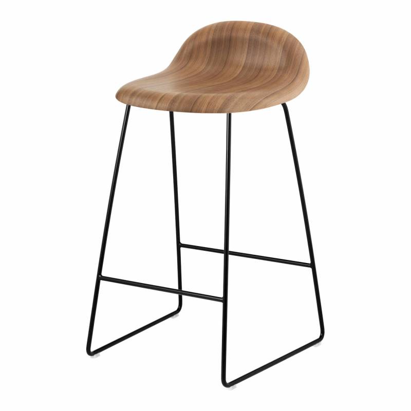 3D Bar/Counter Stool Sledge Wood Edition Barhocker, Grösse sitzhöhe 66 cm, Sitzschale Wood Shell black stained beech semi matt lackiert (birke), Un... von GUBI