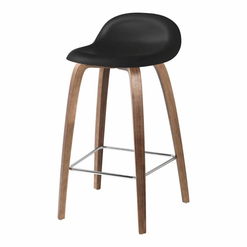 3D Bar/Counter Stool Wood Base Barhocker, Grösse sitzhöhe 66 cm, Untergestell Wood Base american walnut matt lacquered von GUBI