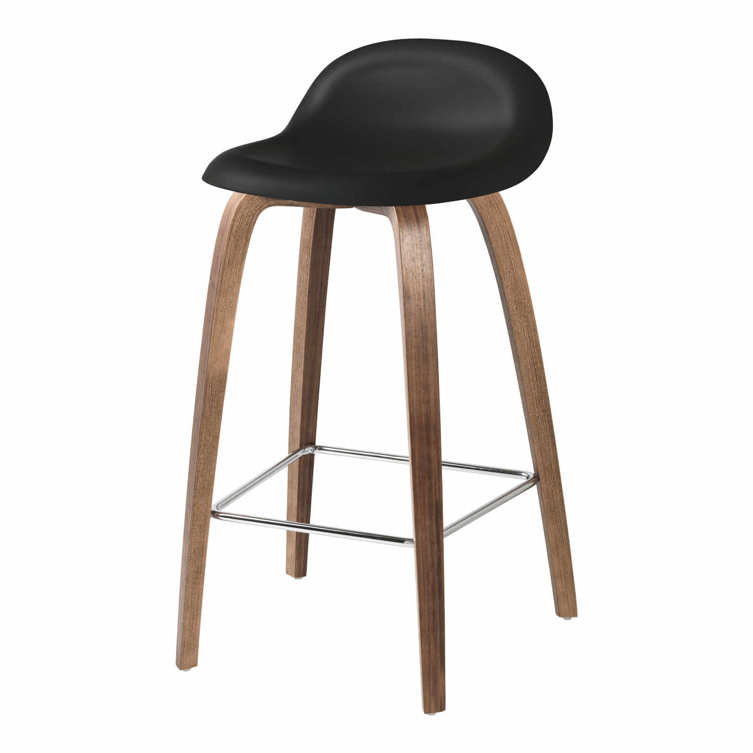 3D Bar/Counter Stool Wood Base Barhocker, Grösse sitzhöhe 66 cm, Untergestell Wood Base black stained beech semi matt lacquered von GUBI