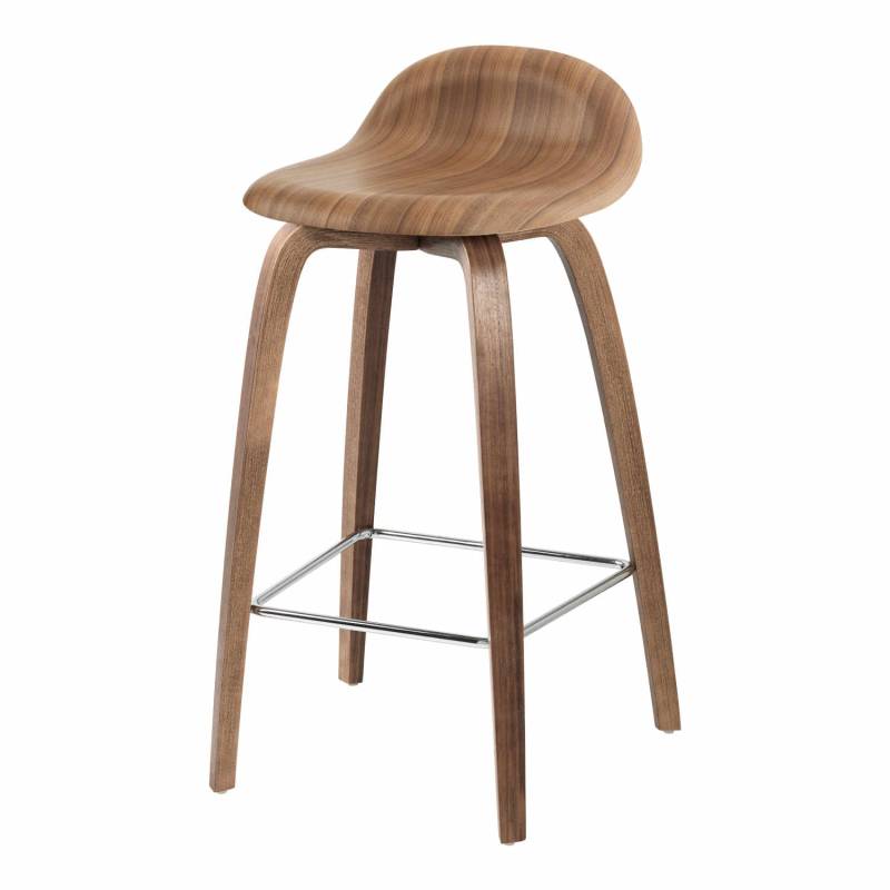 3D Bar/Counter Stool Wood Edition Barhocker, Grösse sitzhöhe 66 cm, Holz american walnut semi matt lackiert von GUBI