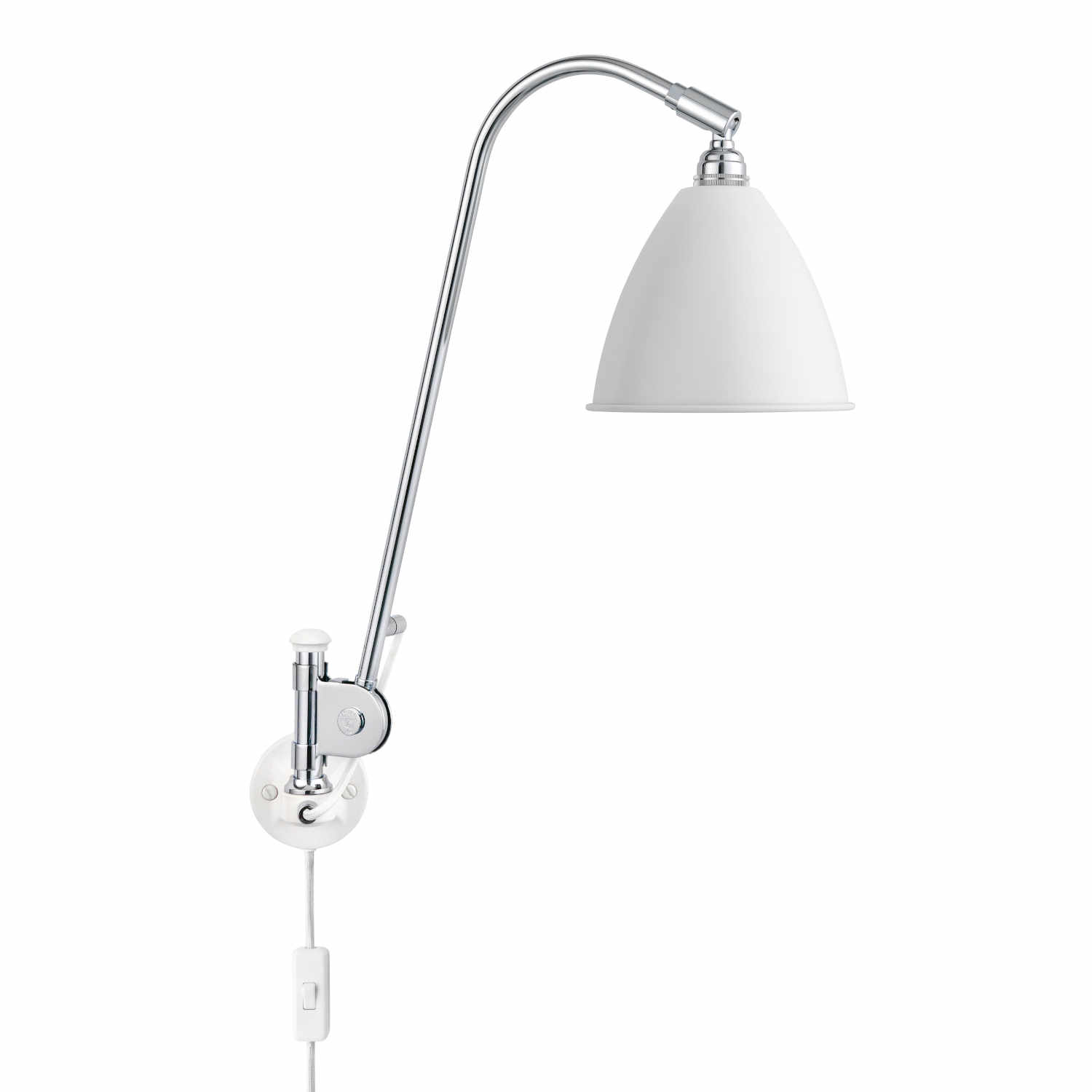 BL6 Wall Chrome Lamp Wandleuchte, Farbe soft white semi matt von GUBI