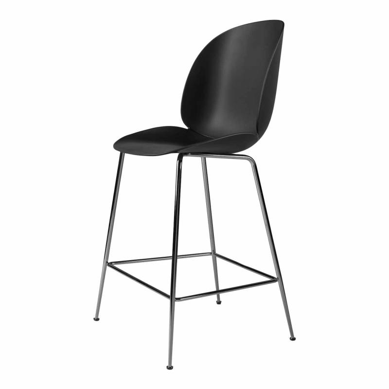 Beetle Counter Chair Conic Barhocker, Grösse sitzhöhe 63,5 cm, Sitzschale Plastic Shell black, Untergestell Conic Base black chrome von GUBI