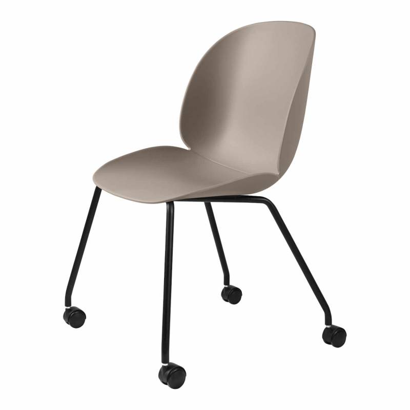 Beetle Meeting Chair 4-Legs Rollenstuhl, Sitzschale Plastic Shell dark green von GUBI