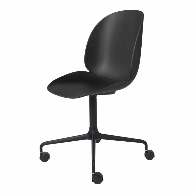 Beetle Meeting Chair 4-Star Bürostuhl, Sitzschale Plastic Shell alabaster white, Vierstern Untergestell polished aluminium/black matt von GUBI