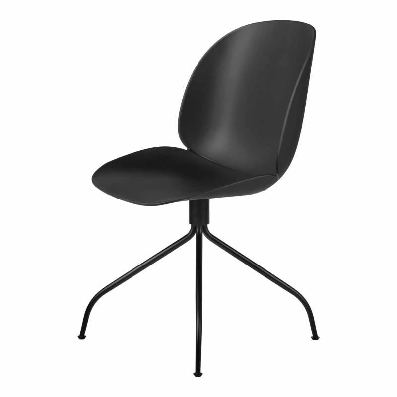 Beetle Meeting Chair Swivel Drehstuhl, Sitzschale Plastic Shell black, Untergestell Swivel Base brass semi matt von GUBI