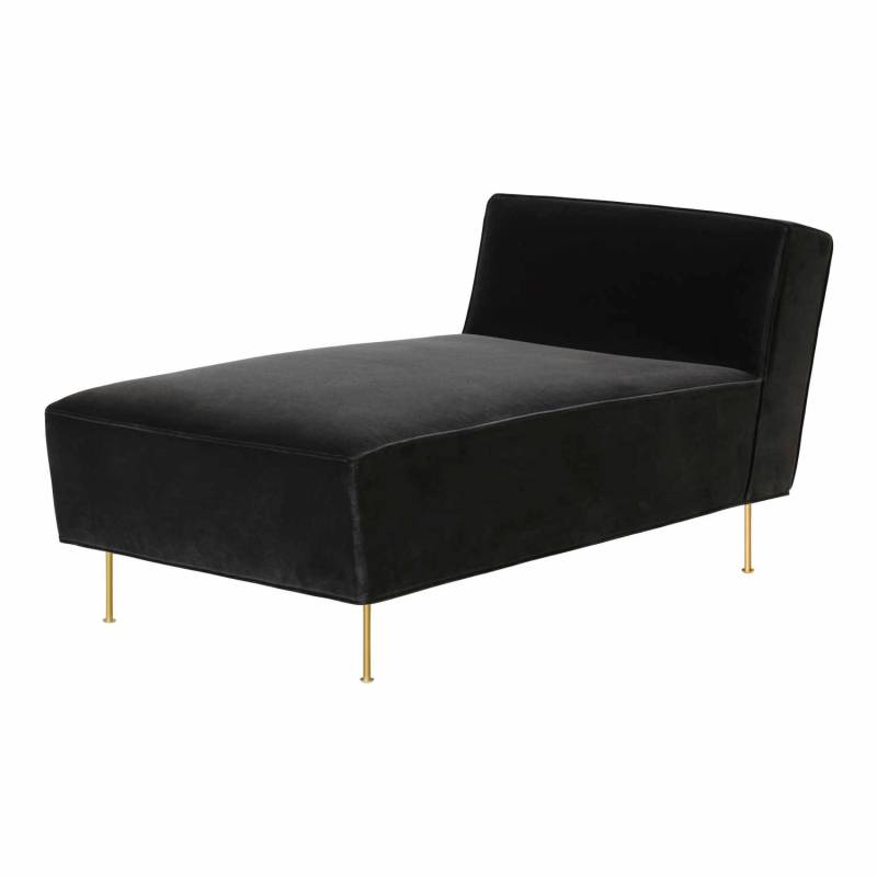 Modern Line Chaise Longue Liege, Bezug kvadrat remix 0543 stoff, Untergestell stahl, black semi matt von GUBI