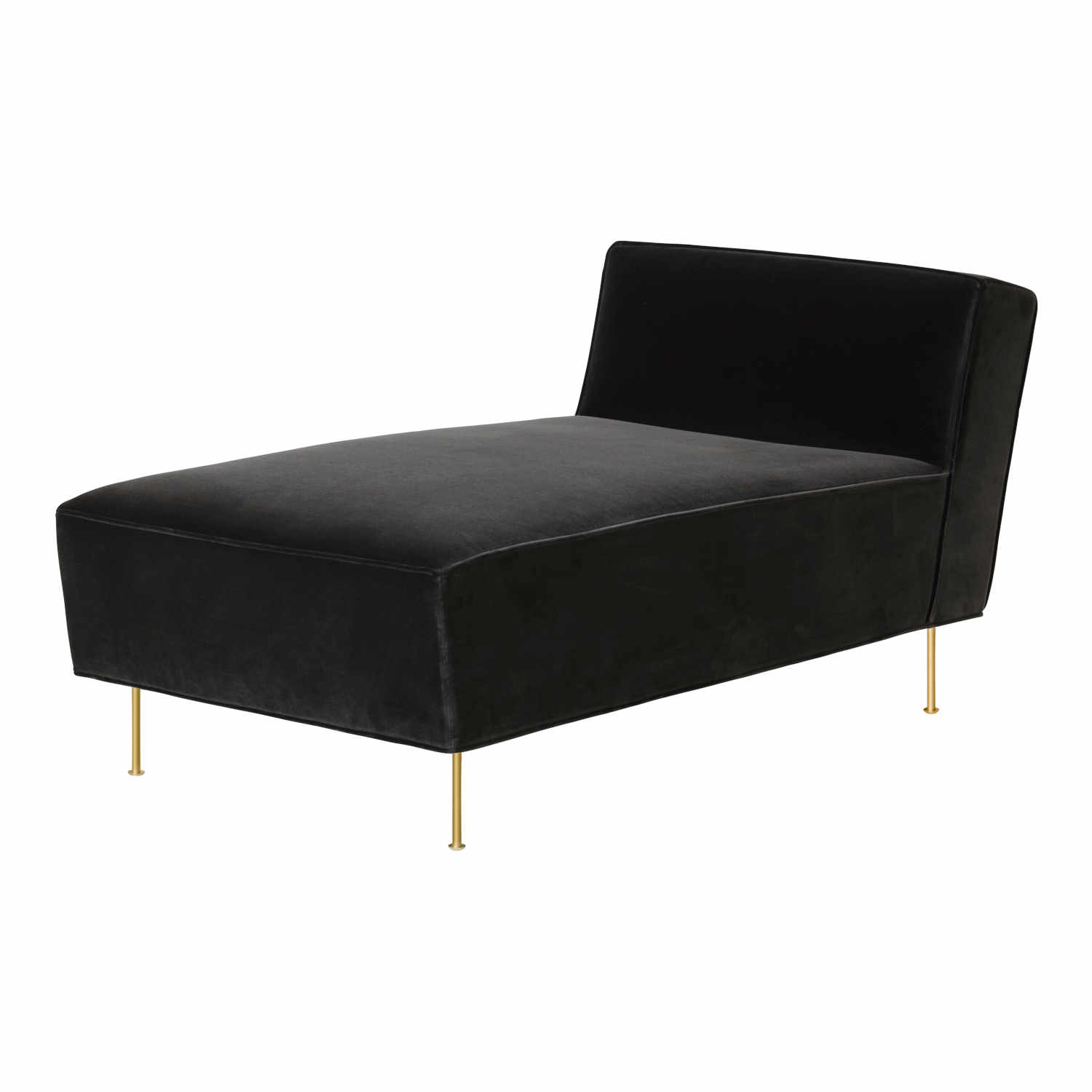 Modern Line Chaise Longue Liege, Bezug kvadrat remix 0692 stoff, Untergestell stahl, brass shiny Modern Line Chaise Longue Liege, Bezug kvadrat remix 0692 stoff, Untergestell stahl, brass shiny von GUBI