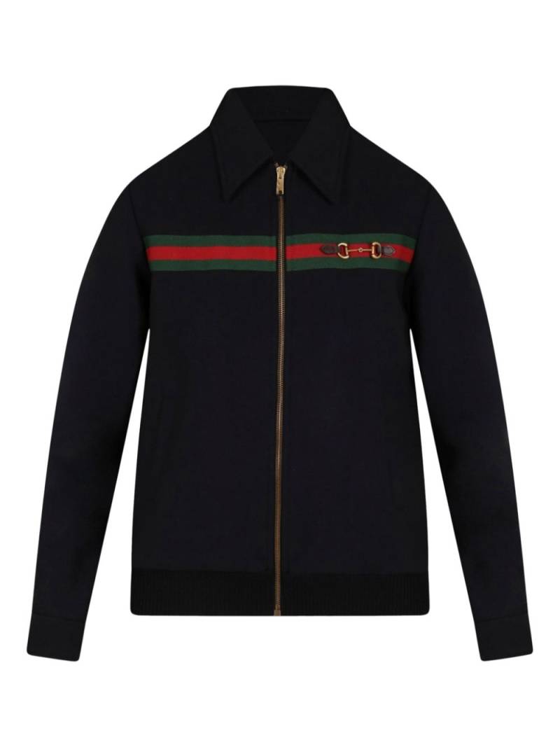 Gucci Kids Horsebit Web detail bomber jacket - Blue von Gucci Kids