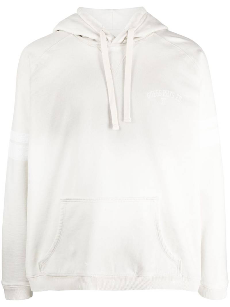 GUESS USA slogan-print striped hoodie - White von GUESS USA