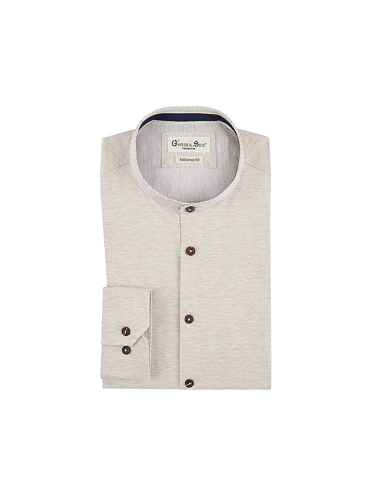 GWEIH & SILK Trachtenhemd COMER SEE Tailored Fit beige | XL von GWEIH & SILK