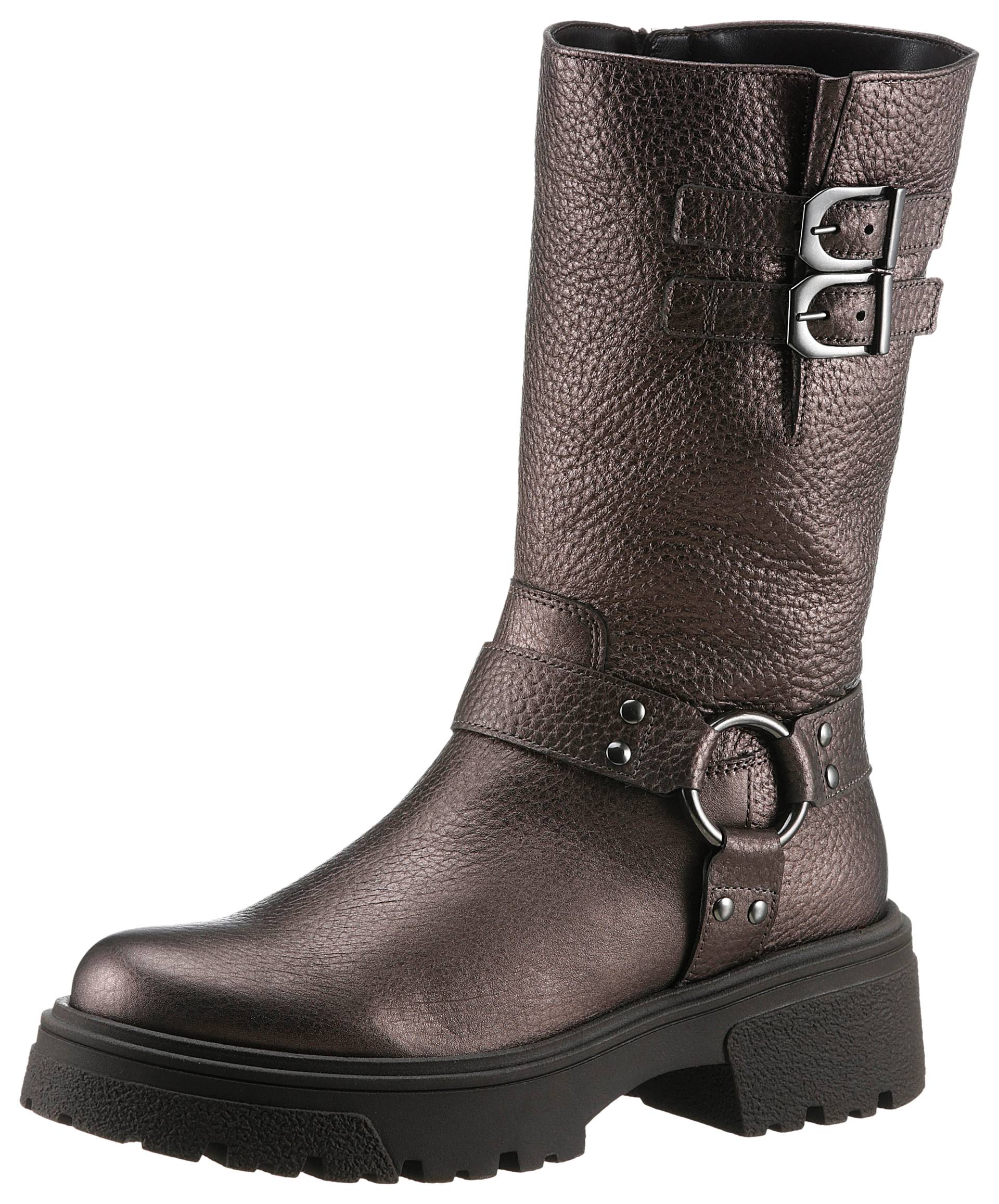 Gabor Bikerboots, Blockabsatz, Plateau, Stiefelette, Kurzstiefel mit Best Fitting von Gabor