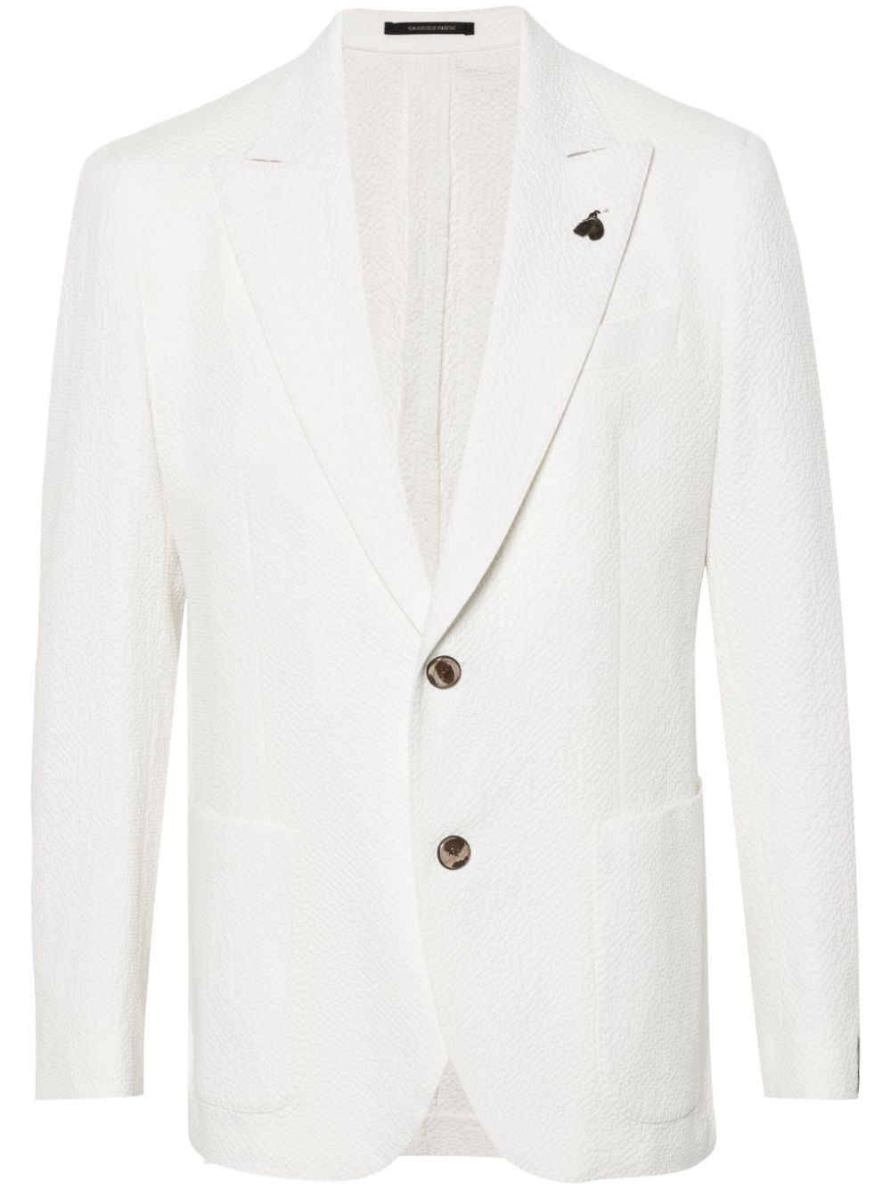 Gabriele Pasini brooch-detail seersucker blazer - White von Gabriele Pasini