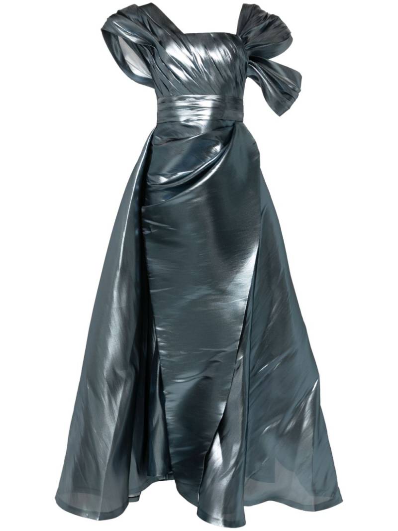 Gaby Charbachy metallic-effect draped gown - Blue von Gaby Charbachy