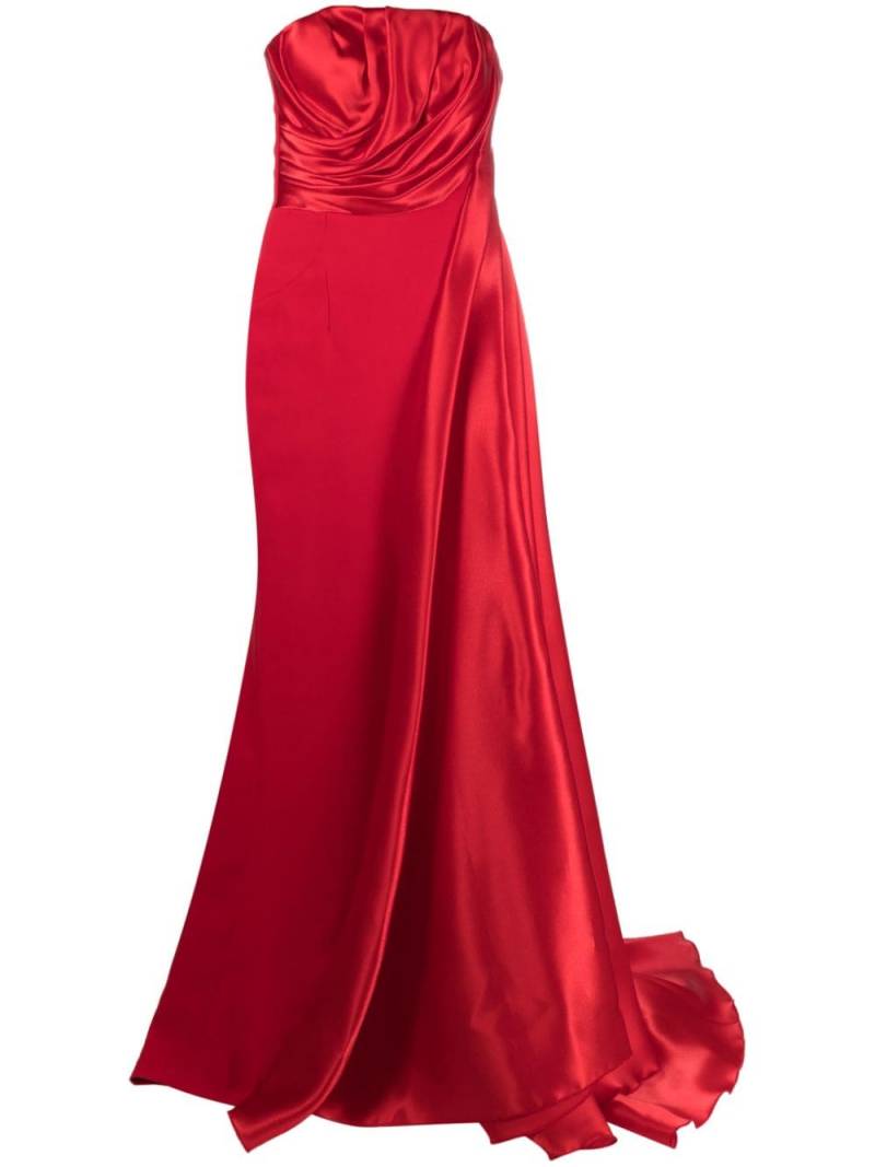 Gaby Charbachy pleated-detail strapless gown - Red von Gaby Charbachy