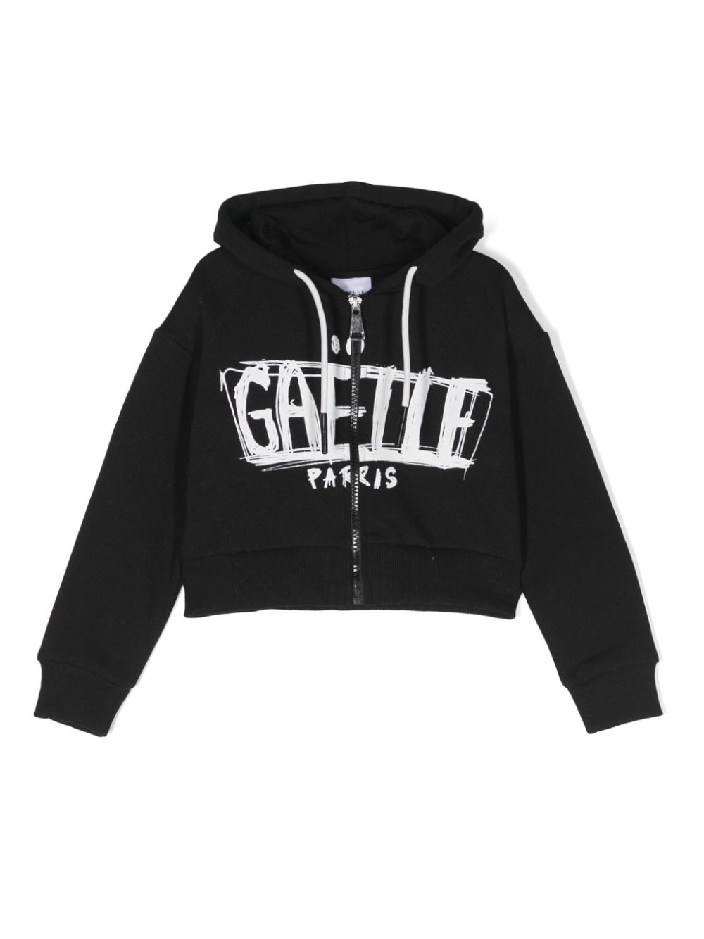 Gaelle Paris Kids logo-print zip-up hoodie - Black von Gaelle Paris Kids