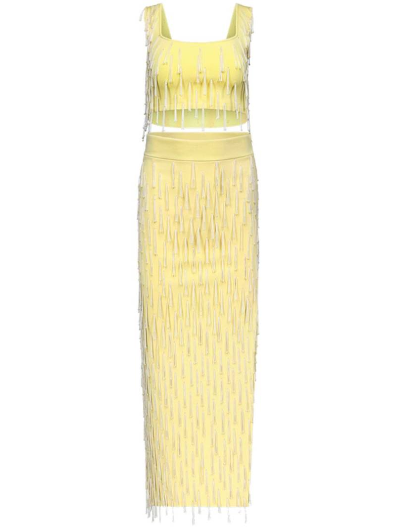 Galvan Depois bead-embellished maxi skirt - Yellow von Galvan