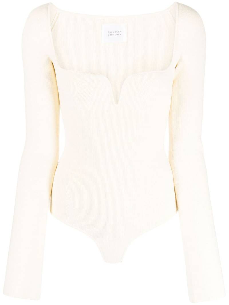 Galvan Gaia long-sleeve ribbed-knit bodysuit - Neutrals von Galvan