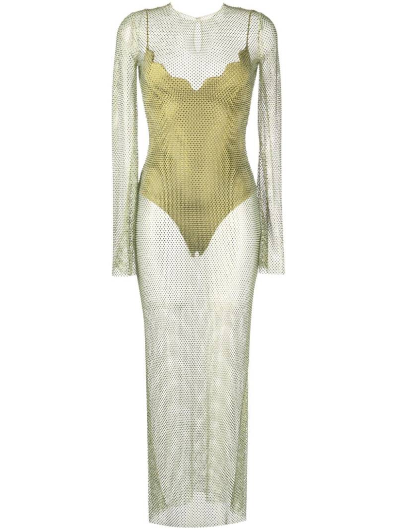 Galvan Gloria semi-sheer mesh maxi dress - Green von Galvan