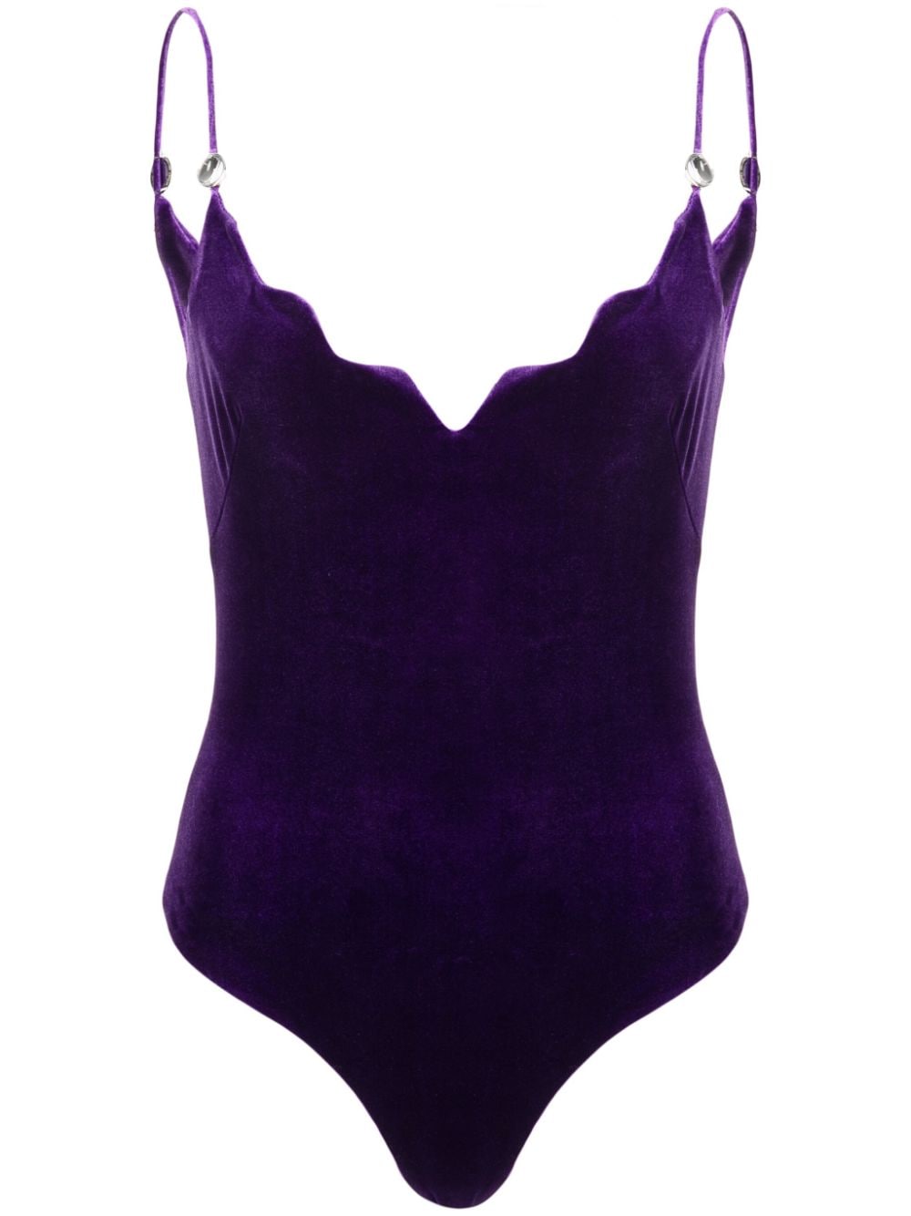 Galvan London Pat Globe velvet bodysuit - Purple von Galvan London