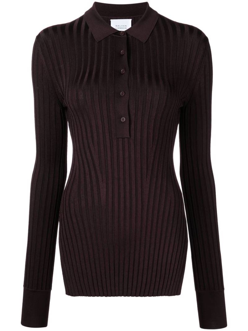 Galvan Rhea collared Henley top - Brown von Galvan