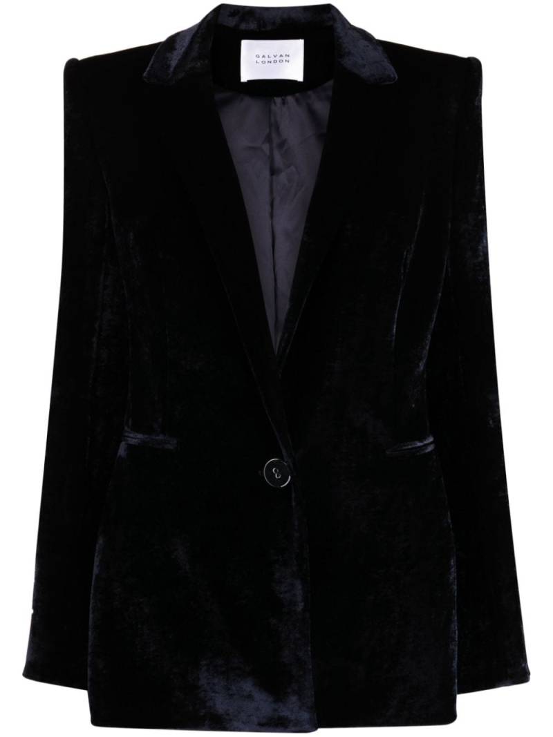 Galvan Sculpted velvet single-breasted blazer - Blue von Galvan