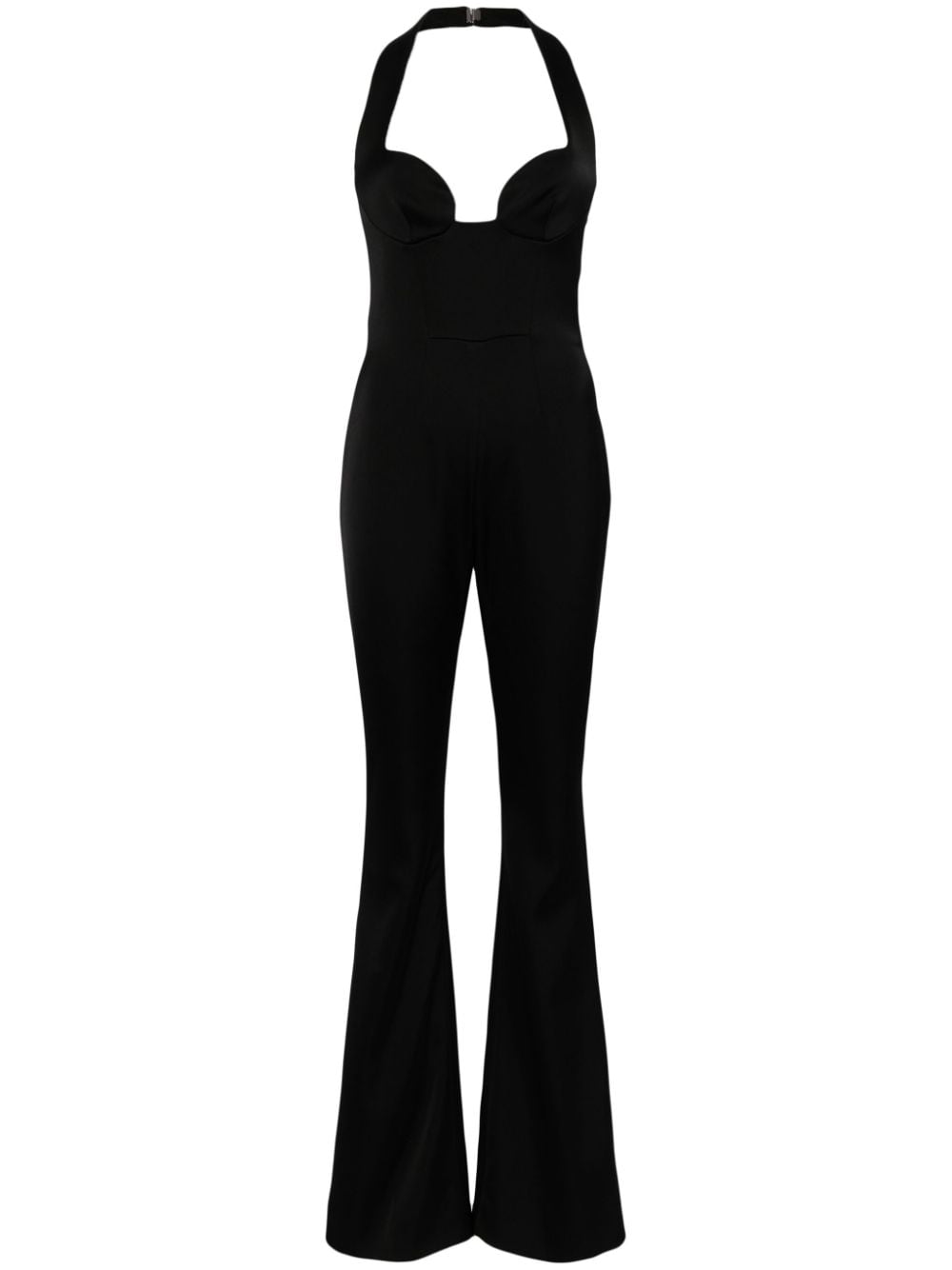 Galvan halterneck flared jumpsuit - Black von Galvan