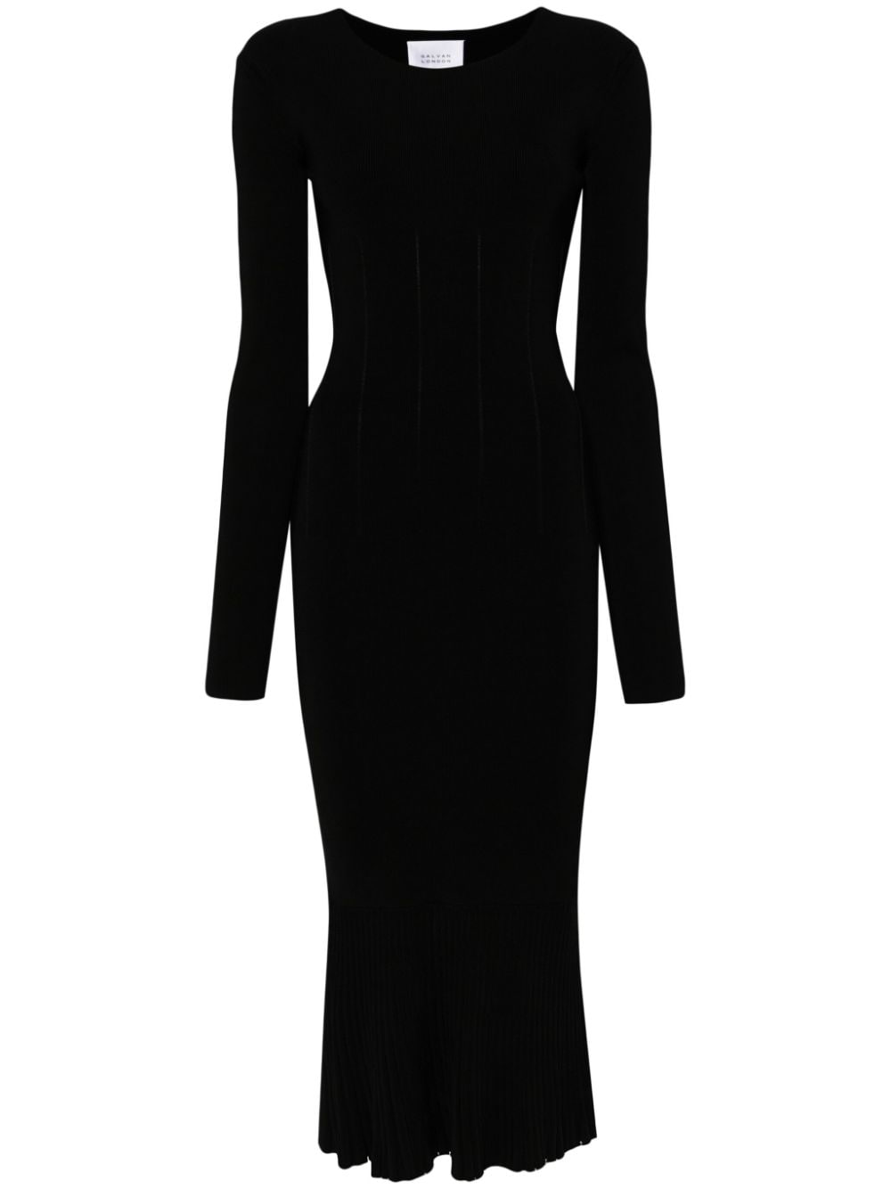 Galvan long-sleeve flared midi dress - Black von Galvan