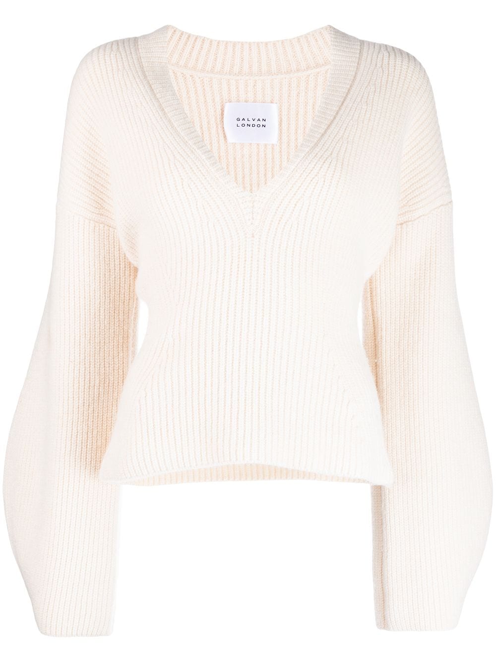 Galvan rib-knit deep-V wool jumper - White von Galvan