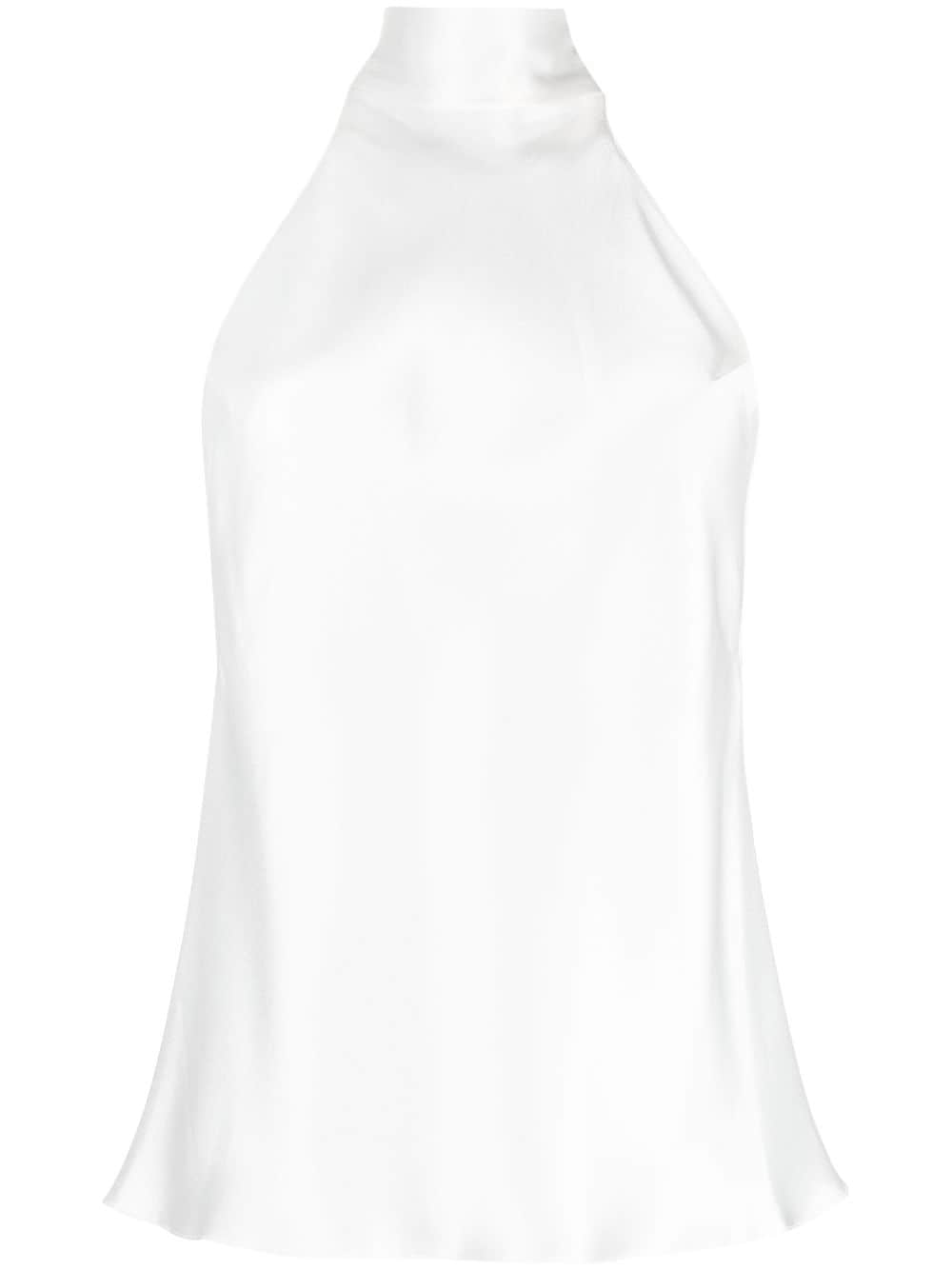 Galvan satin-finish high-neck blouse - White von Galvan