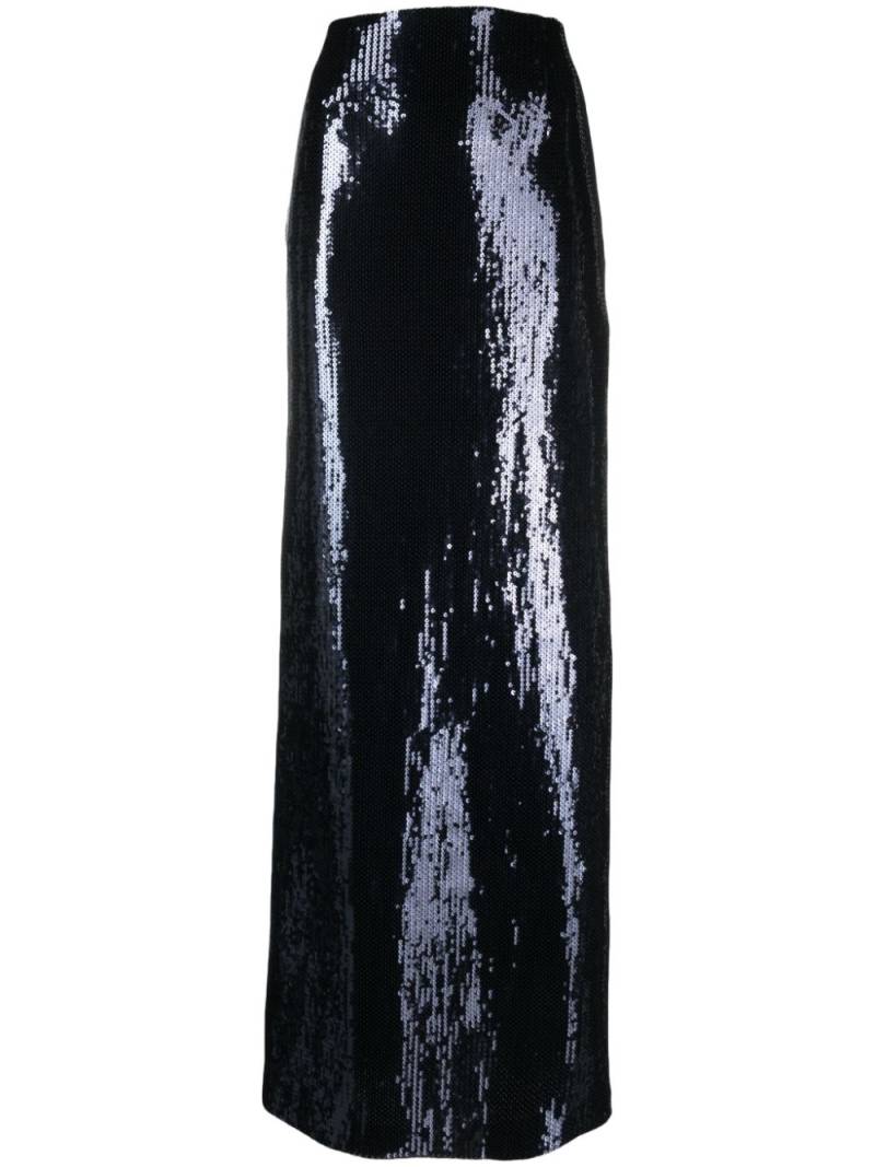 Galvan sequin-embellished straight maxi skirt - Blue von Galvan