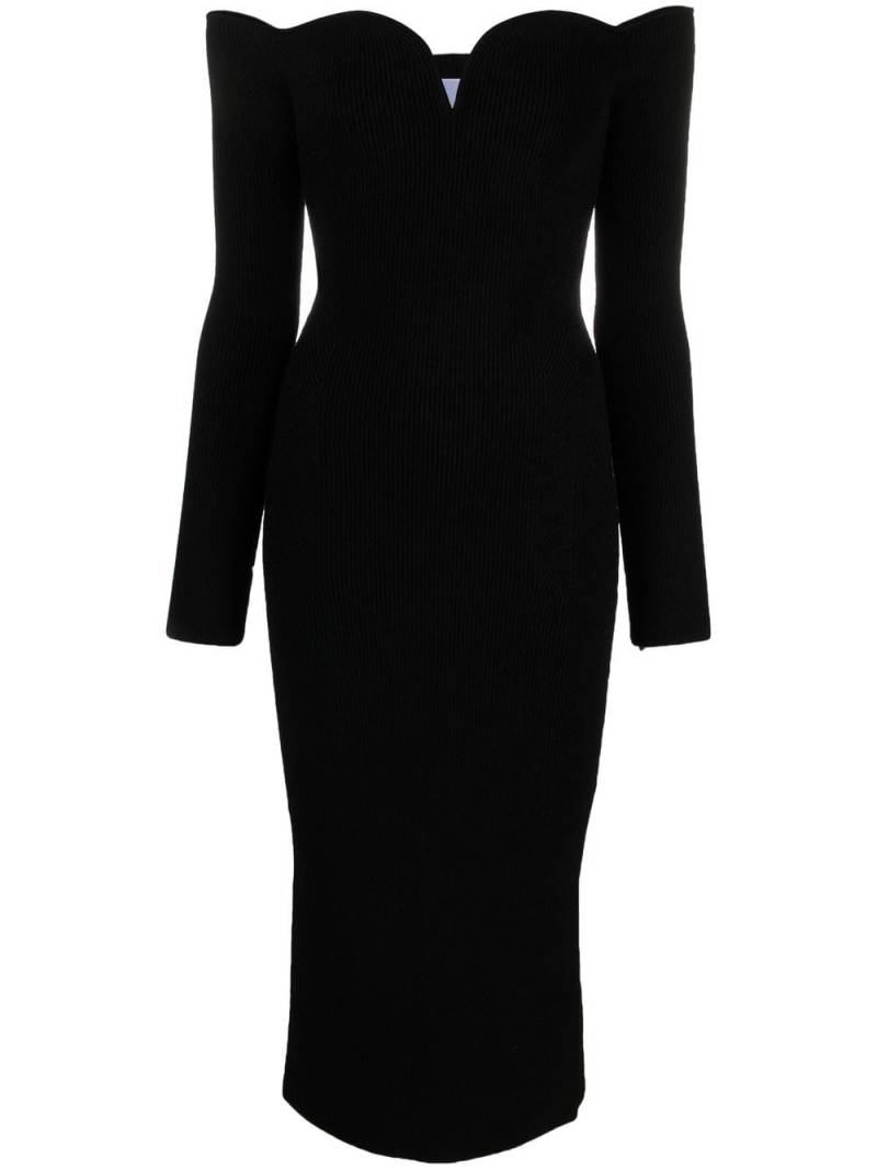 Galvan off-shoulder midi dress - Black von Galvan