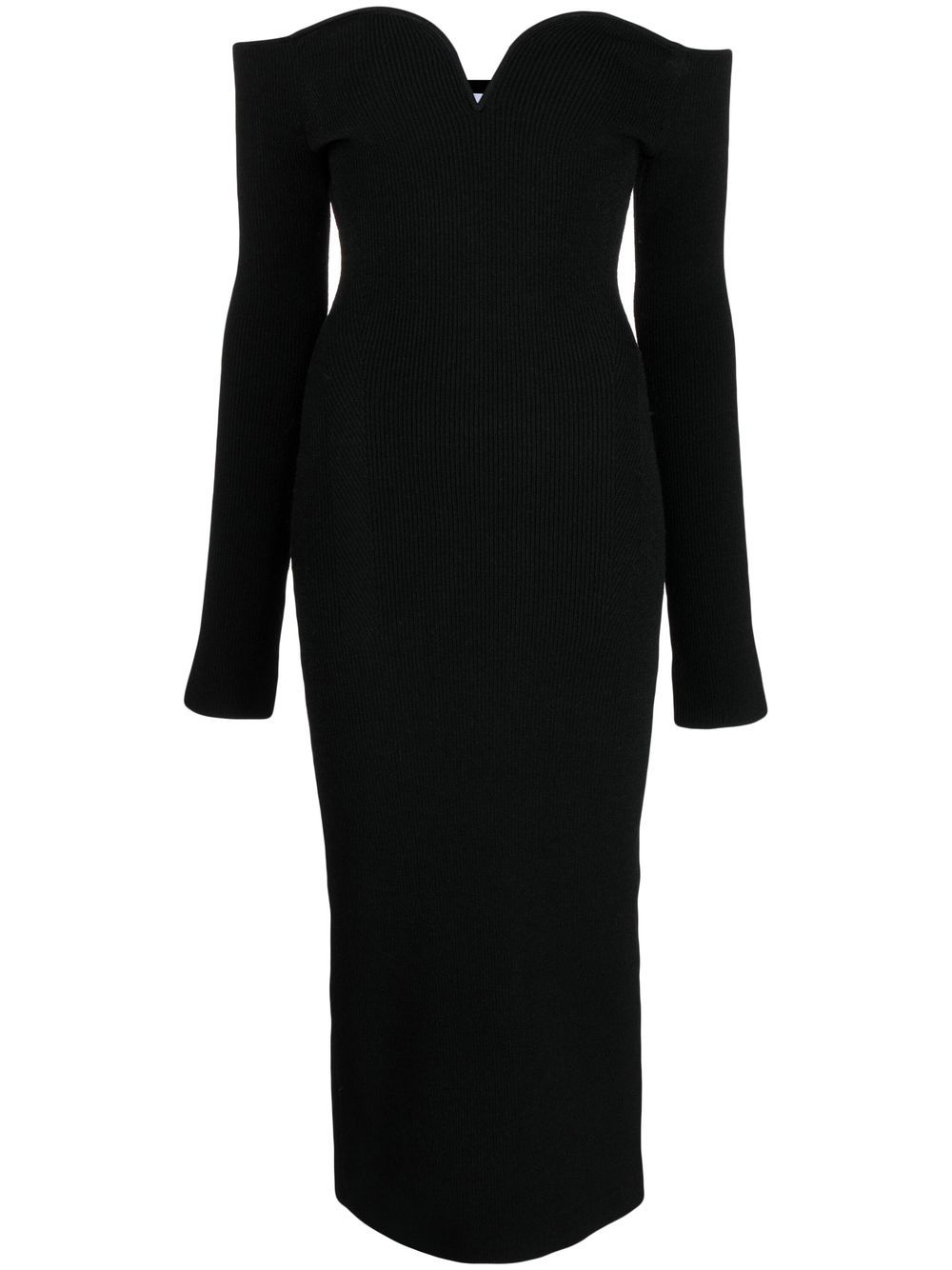 Galvan Grace off-shoulder long-sleeve dress - Black von Galvan