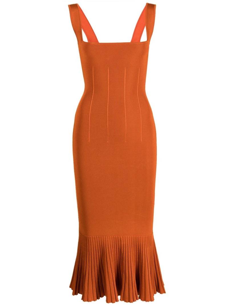 Galvan Atalanta flared-hem midi dress - Orange von Galvan