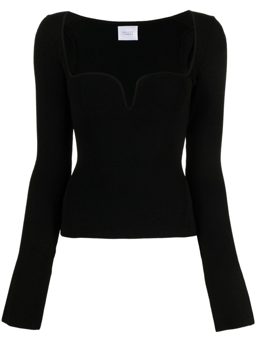 Galvan Maia sweetheart neck knitted top - Black von Galvan