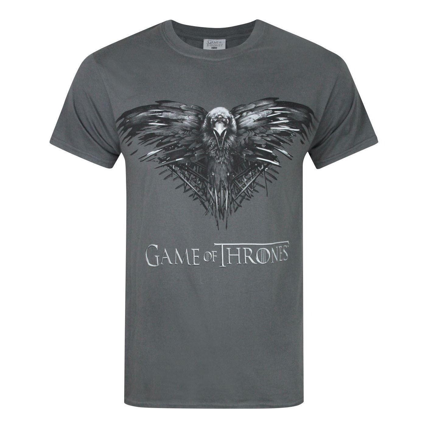 Offizielles Three Eyed Raven Tshirt Herren Charcoal Black S von Game of Thrones