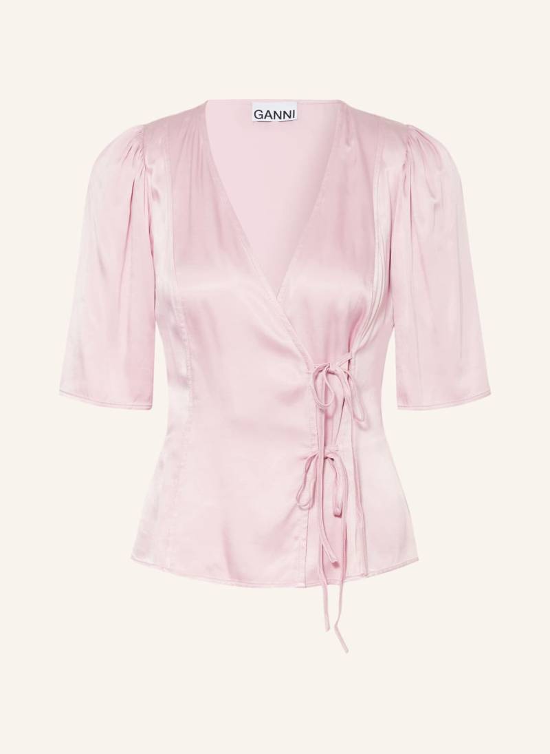 Ganni Satinbluse rosa von Ganni