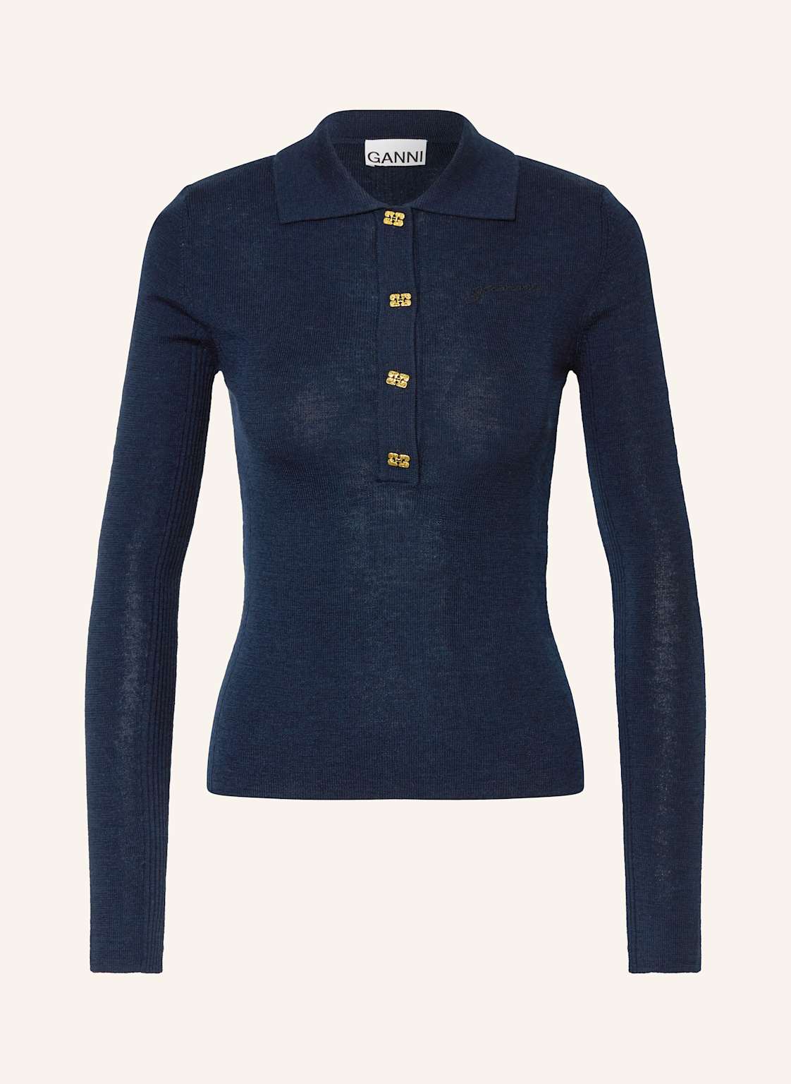 Ganni Strick-Poloshirt blau Ganni Strick-Poloshirt blau von Ganni