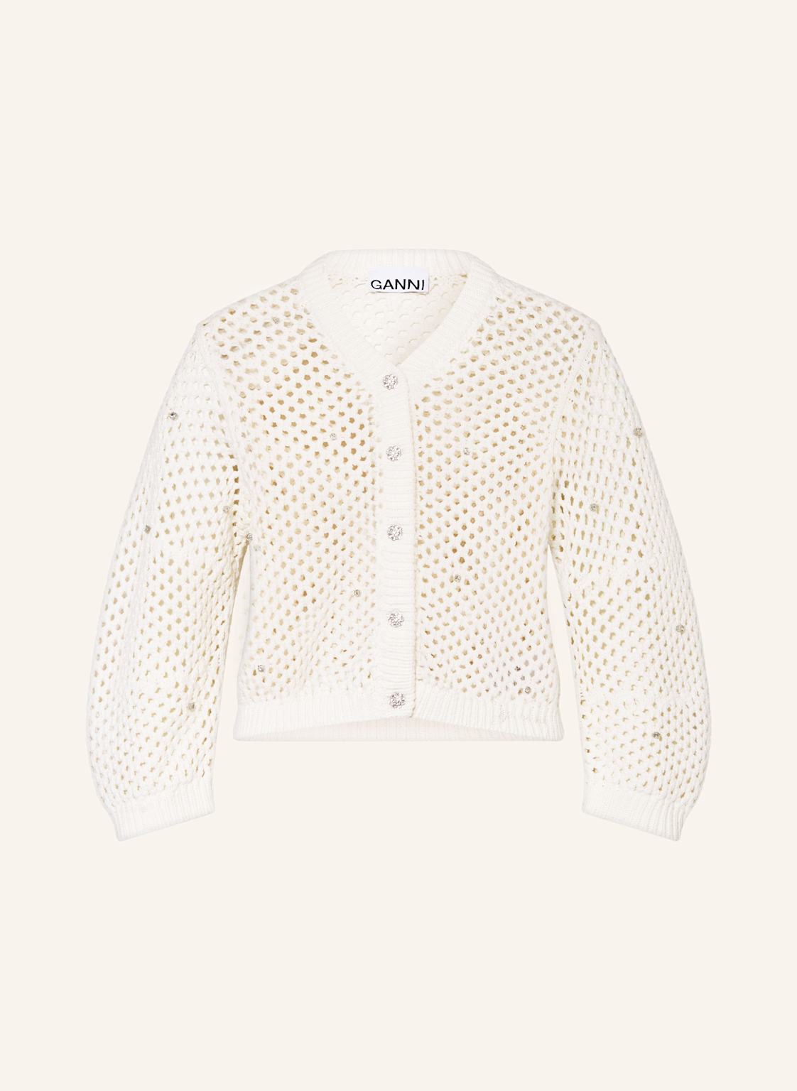 Ganni Strickjacke Mit Schmucksteinen weiss Ganni Strickjacke Mit Schmucksteinen weiss von Ganni