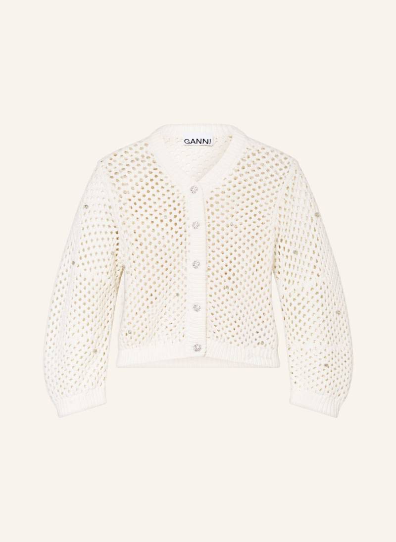 Ganni Strickjacke Mit Schmucksteinen weiss von Ganni