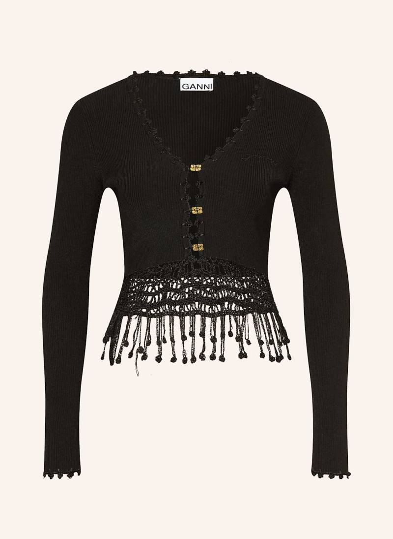 Ganni Strickjacke Shiny schwarz von Ganni