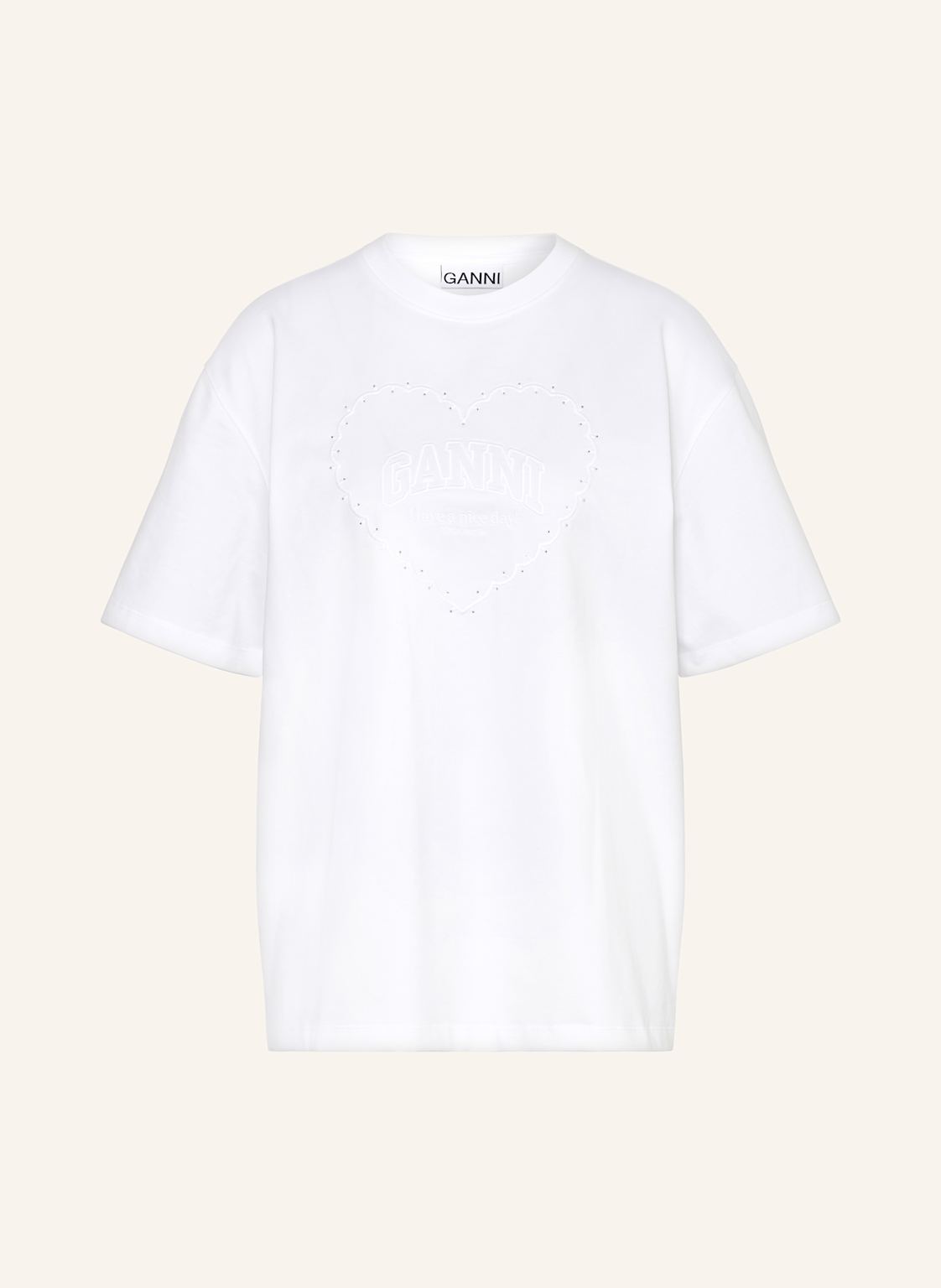 Ganni T-Shirt Mit Schmucksteinen weiss Ganni T-Shirt Mit Schmucksteinen weiss von Ganni