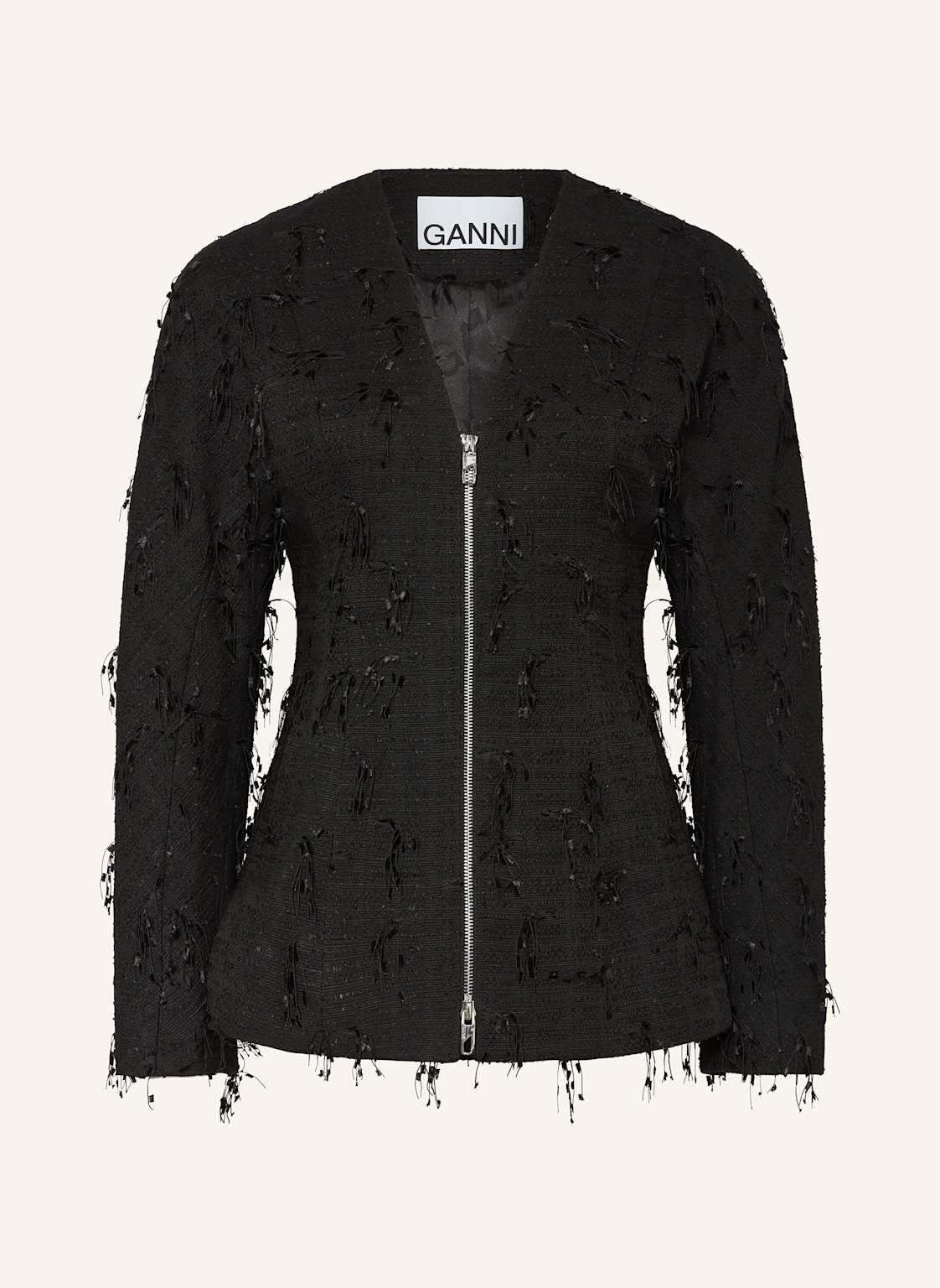 Ganni Tweed-Blazer schwarz von Ganni